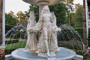 Woman Hand Carved White Marble Water Fountains