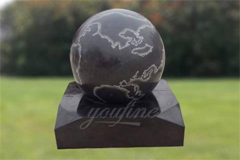 Gorgeous Stone Rolling Sphere Limestone Water Fountain with World Map Figure