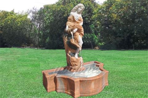 Beautiful Maiden Garden Marble Statue Water Fountain