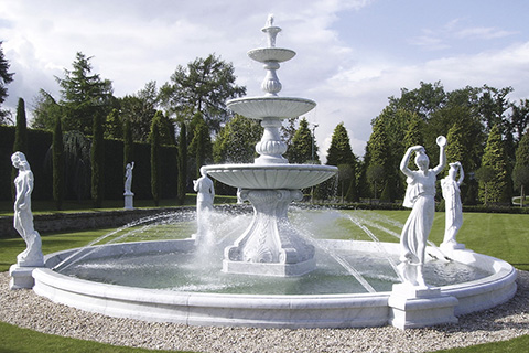 Garden White Marble Water Fountain with beautiful lady statues