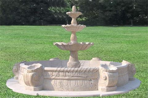 Outdoor Garden Retro 3 Tier Stone Fountain with Basin