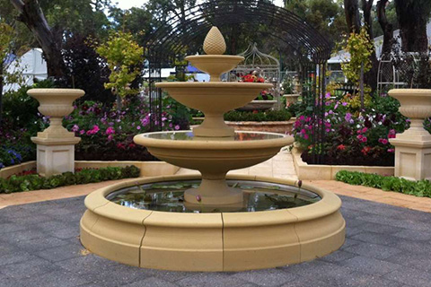 Outdoor Garden Tiered sandstone fountain with Basin