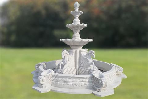 Garden White Marble Horse Water Fountain For Sale