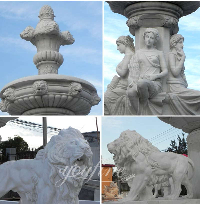 Marble lion fountain - YouFine Sculpture