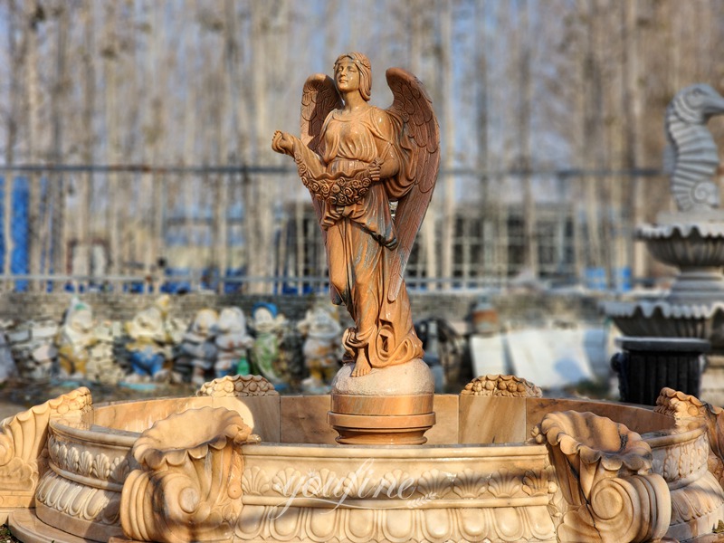Sunset red marble angel fountain