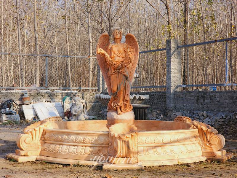 Sunset red marble angel fountain