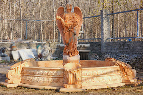 unique hand carved natural marble sunset red angel fountain for sale